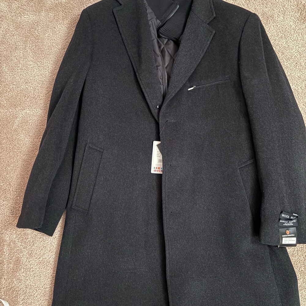 Marco Donatelli Charcoal Wool Blend Coat New With Tags